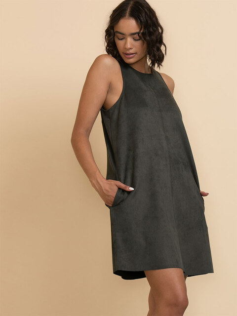 Sleeveless Faux Suede Dress