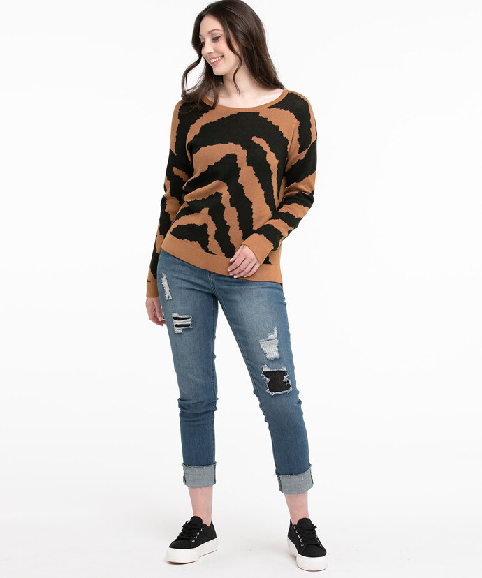 Long Sleeve Patterned Pullover Image 3