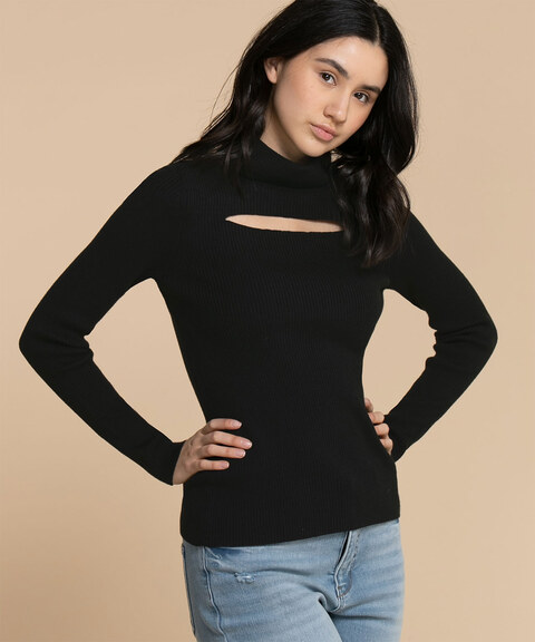 Turtle Neck Cut Out Sweater