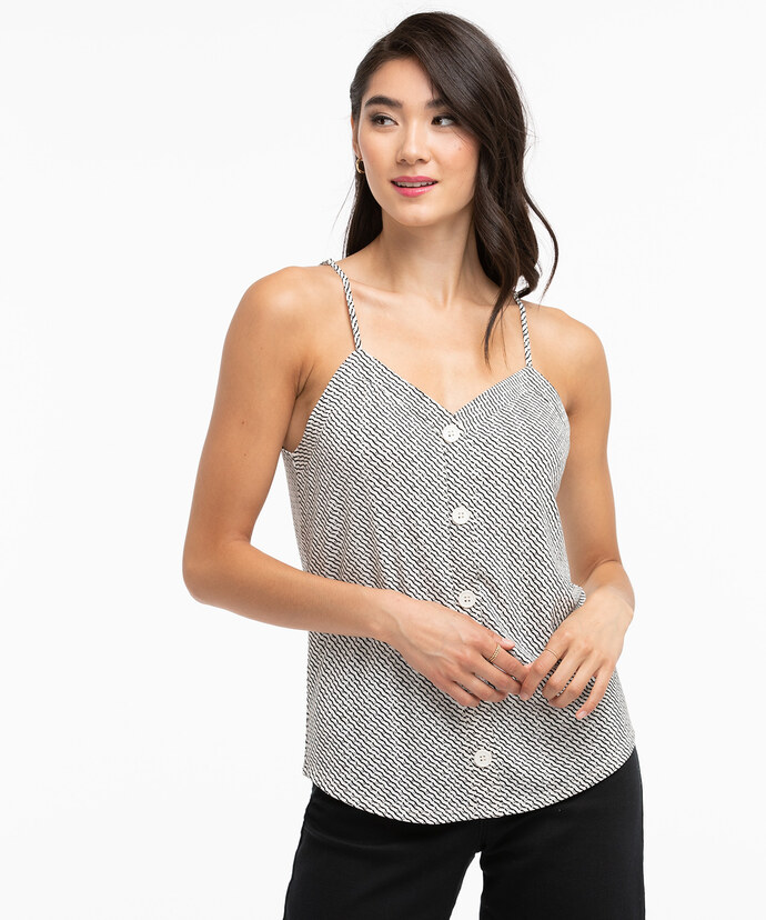 Strappy Button Front Tank Top Image 2
