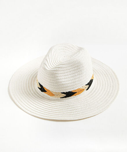 Braided Straw Fedora Hat, White