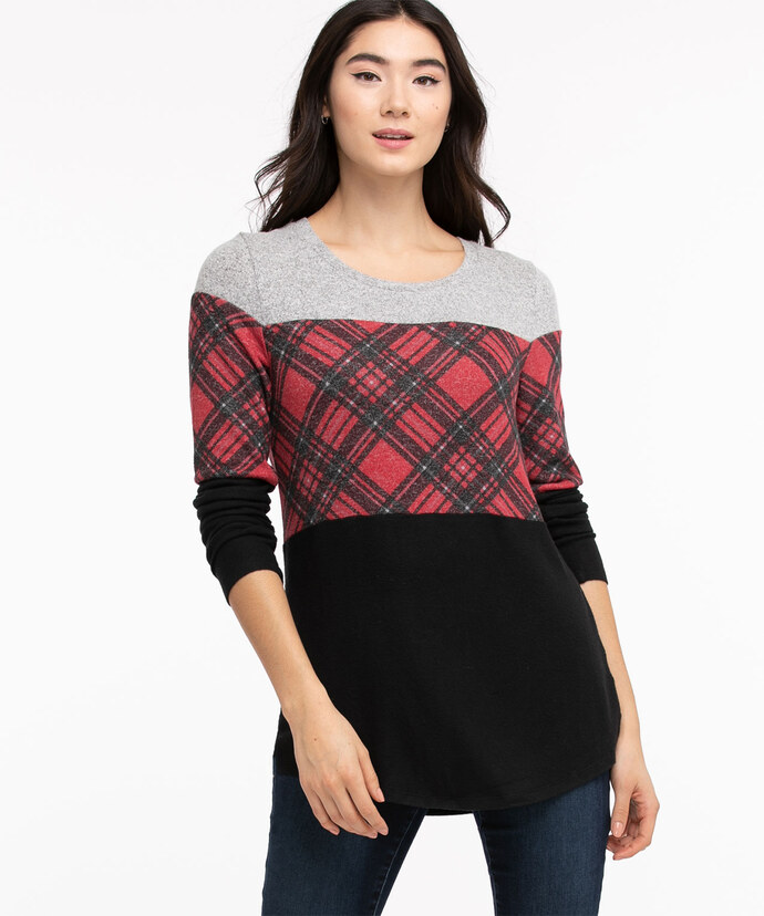 Patterned Colourblock Tunic Top Image 4