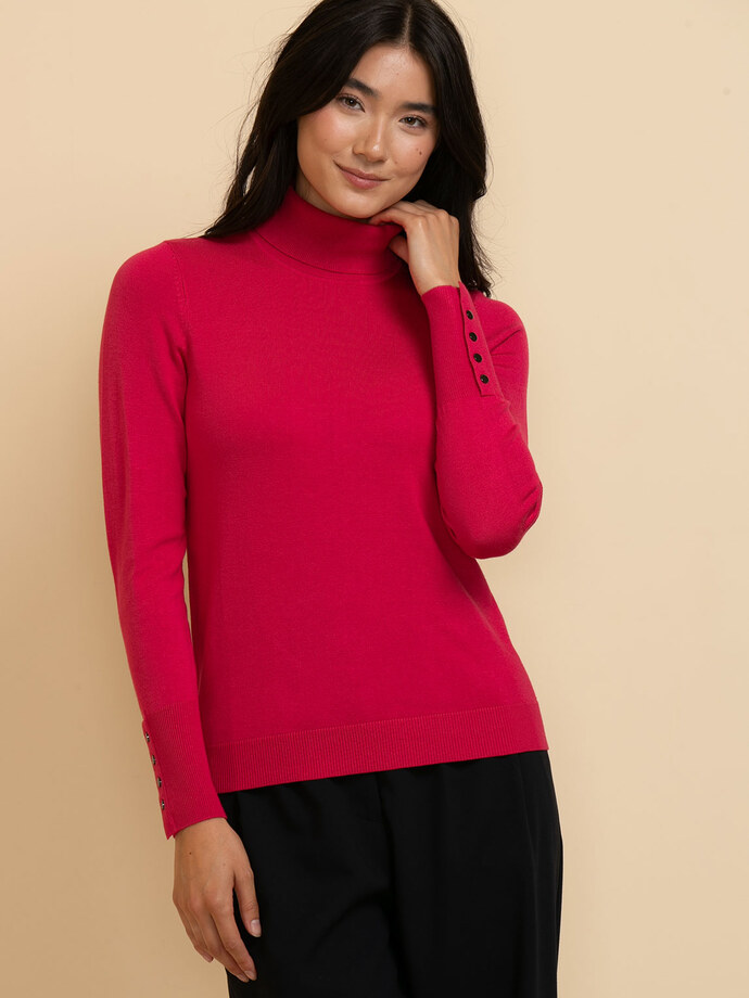 Turtleneck Sweater with Rivet Cuffs Image 2