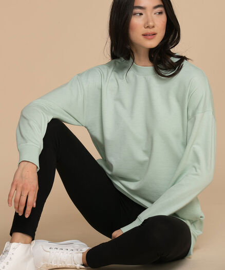 Longer Length Sweatshirt with Pockets, Mint