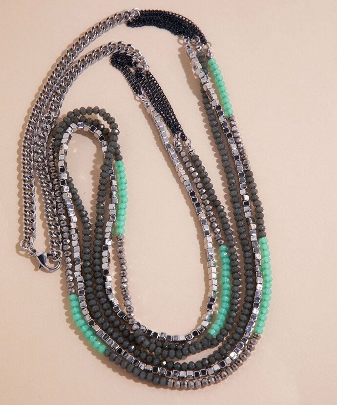 Long Layered Beaded Necklace Image 2