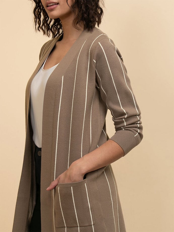 Open Pinstriped Cardigan Image 3