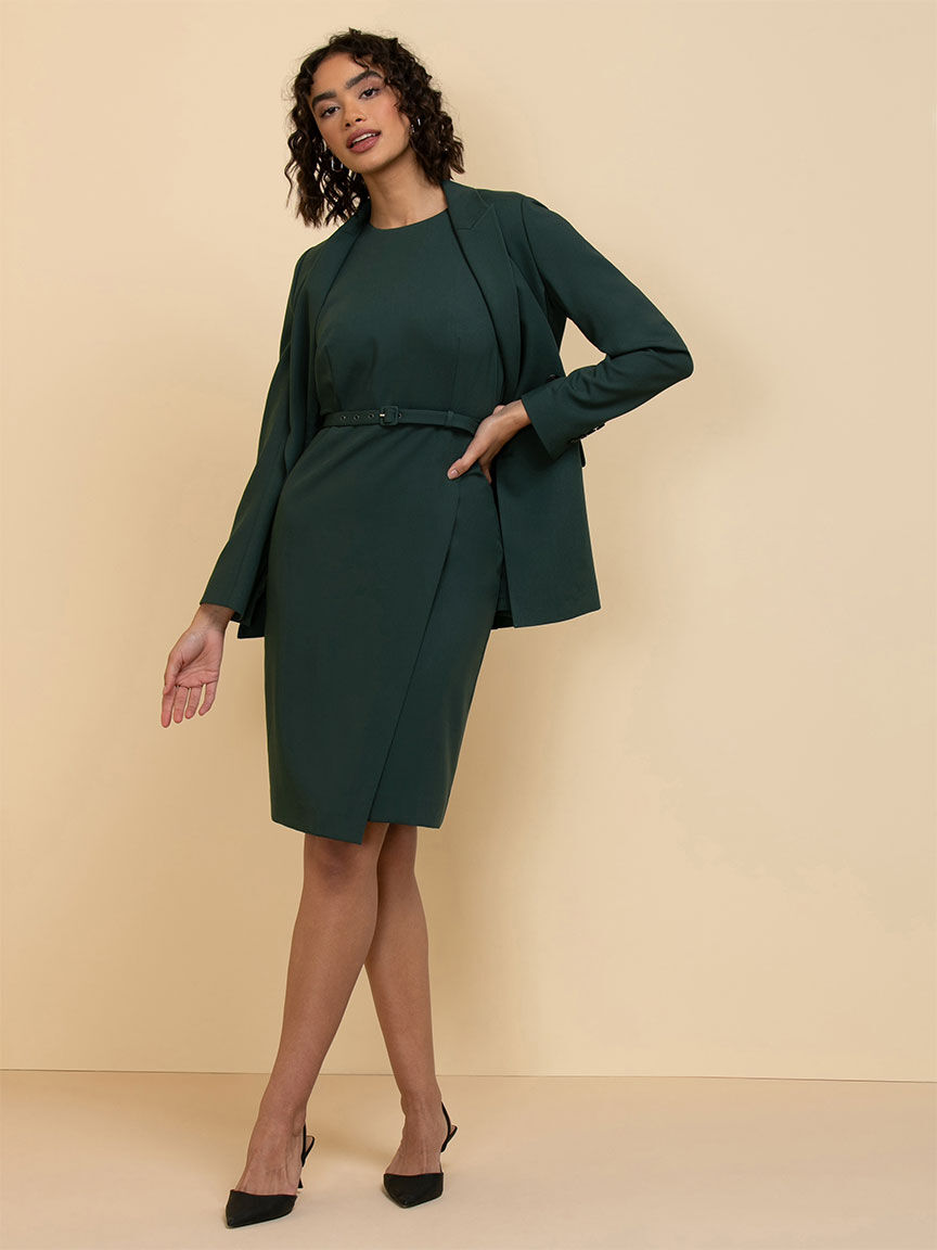 Belted sheath dress top