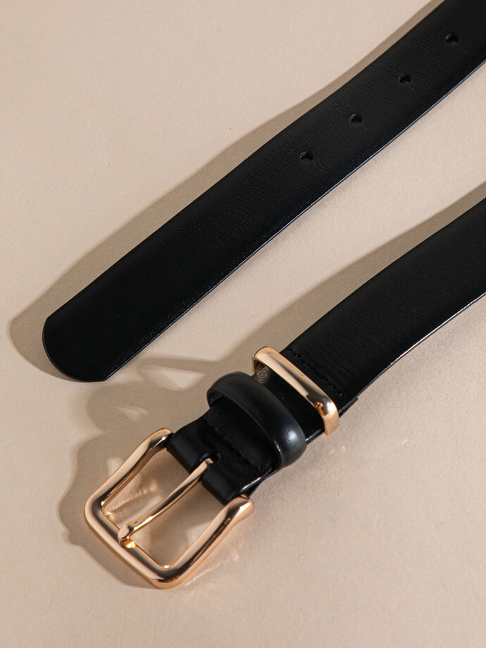 Black Genuine Leather Belt Image 2