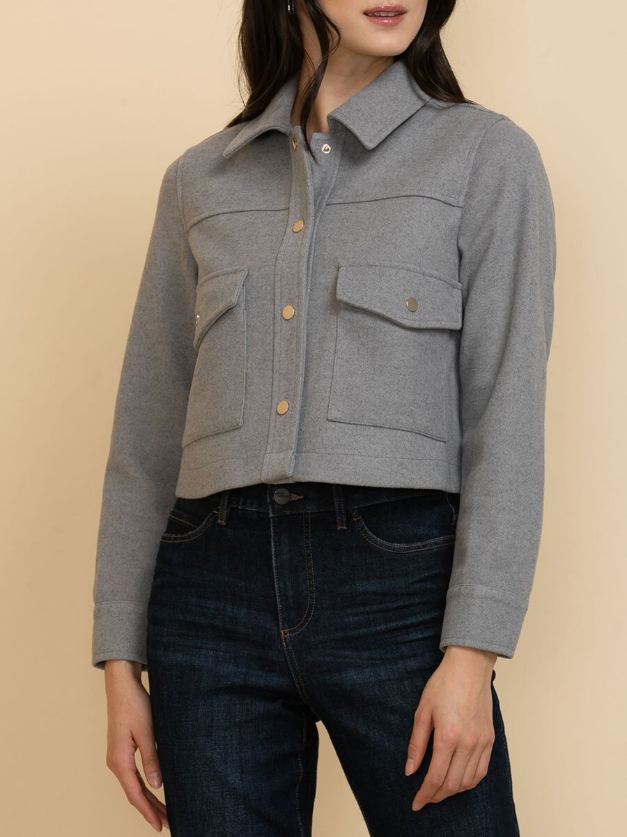 Cropped Shacket with Collar