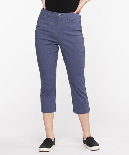 Microtwill Pull-On Crop Pant, Blue Melange