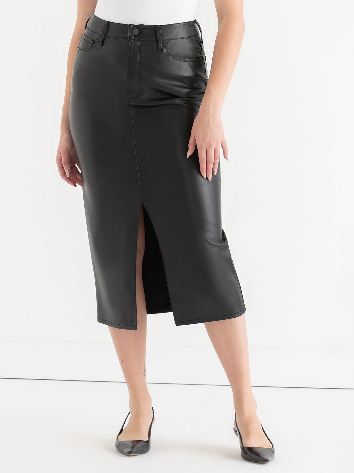 5 Pocket Midi Skirt in Faux Leather Rickis