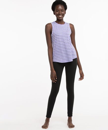 Sleeveless Split Back Top, Purple Stripe Sleeveless Split Back Top, Purple Stripe