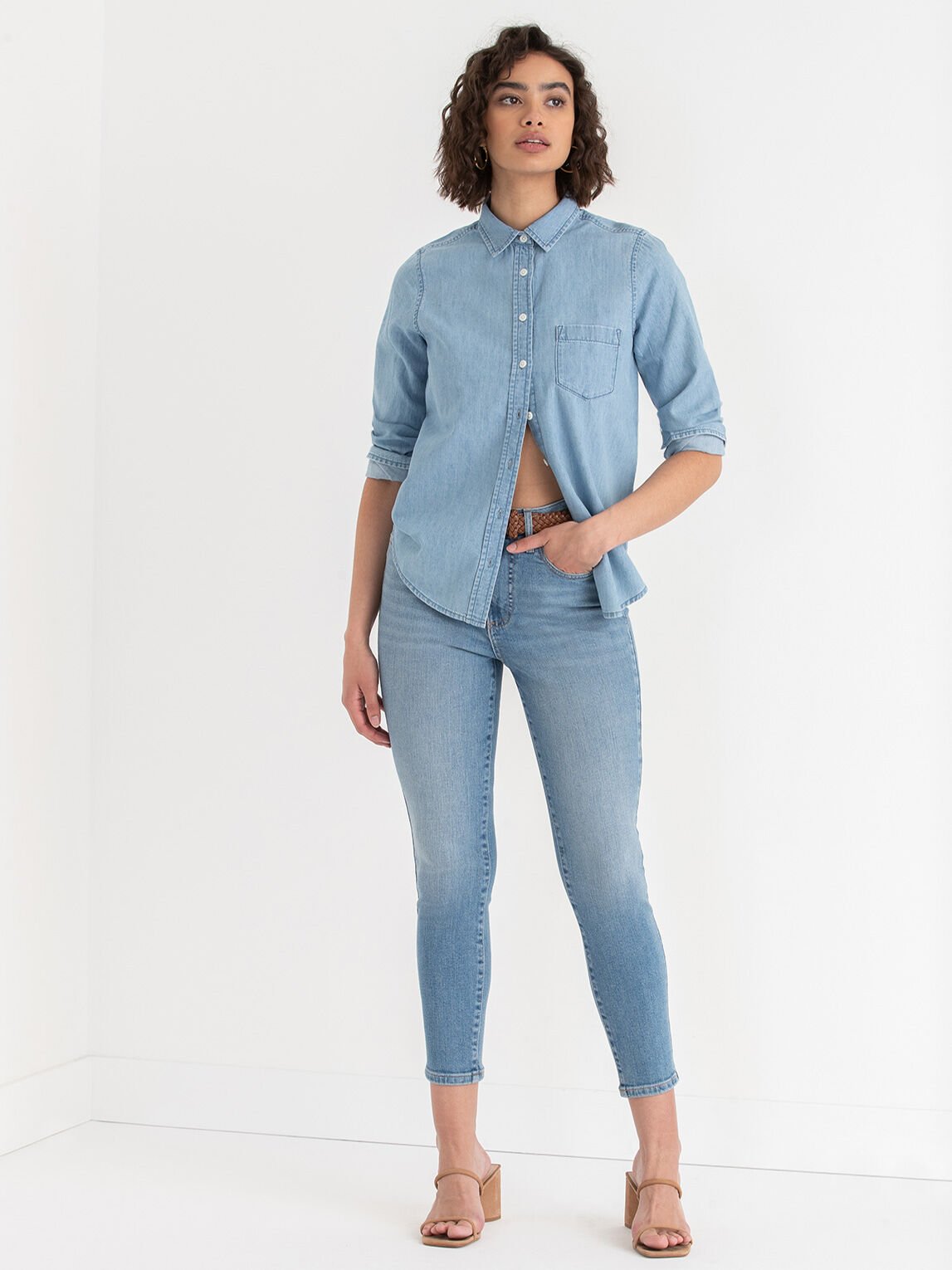 Black denim button sales up
