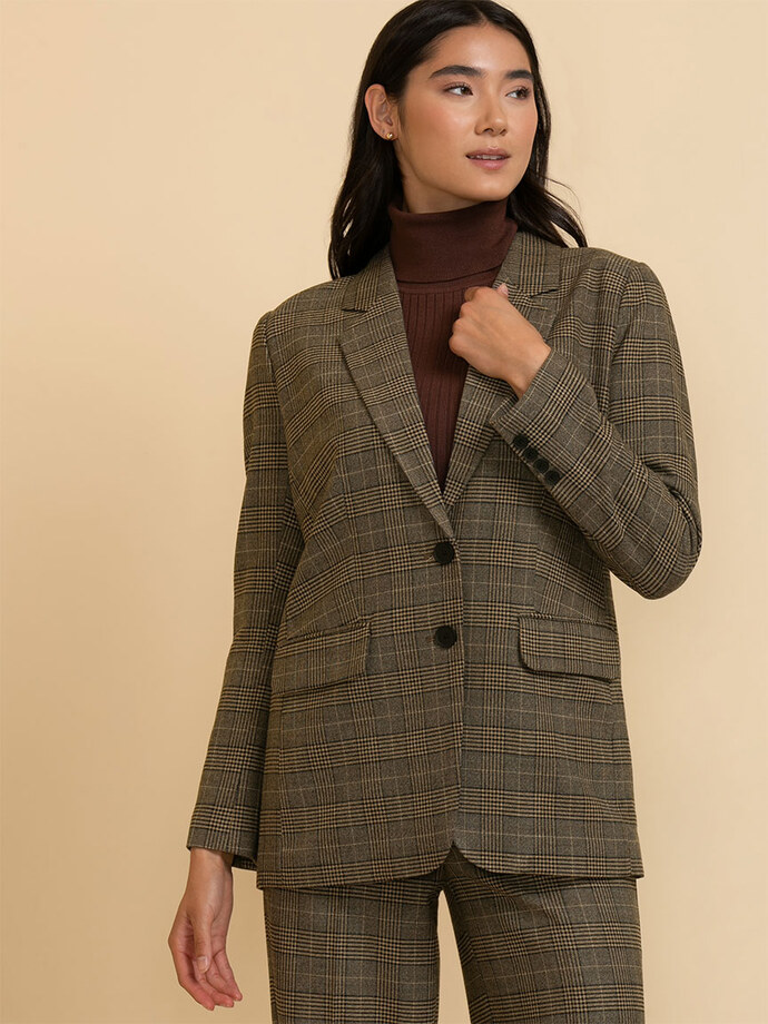Relaxed Double Button Plaid Blazer Image 5