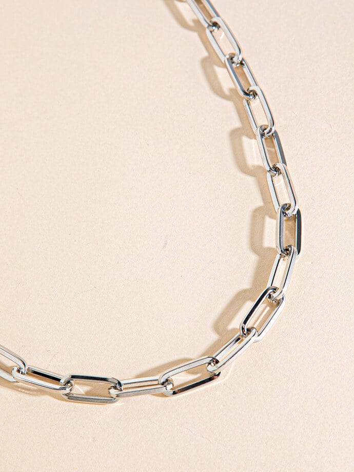Silver Chain-Link Necklace Image 2