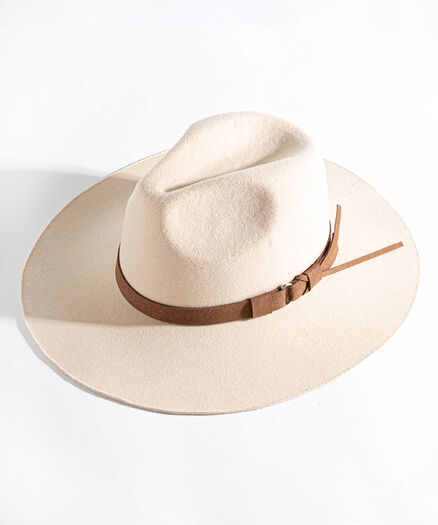 Buckle Detail Panama Hat, Cream