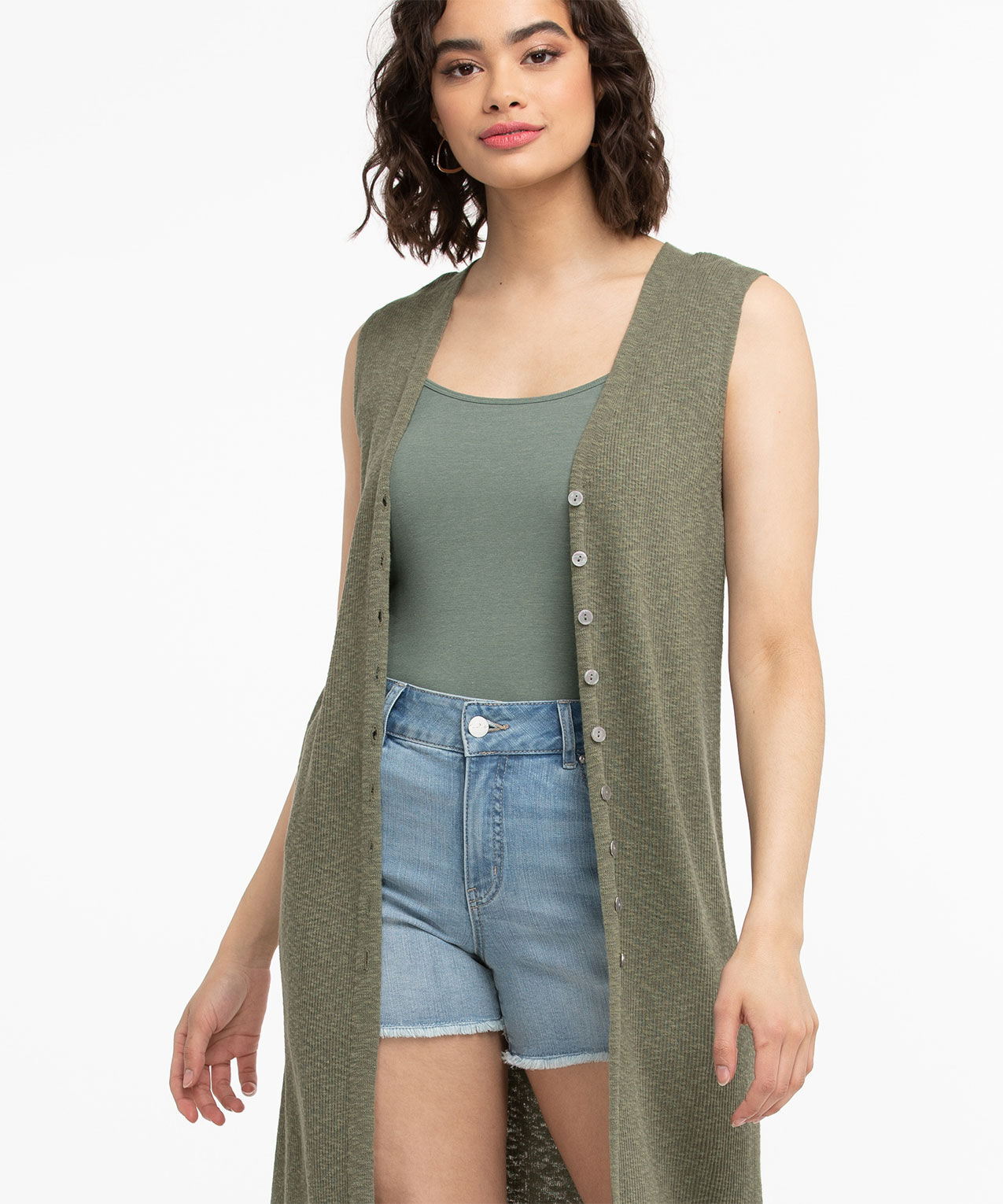 Button Front Duster Sweater Vest Rickis