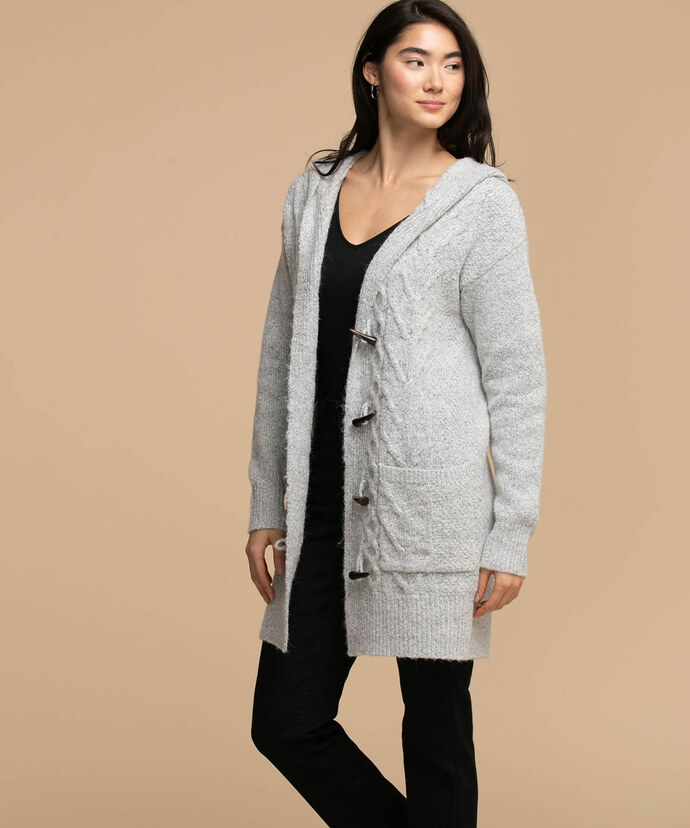 Eco-Friendly Hooded Toggle Front Cable Cardigan Image 5