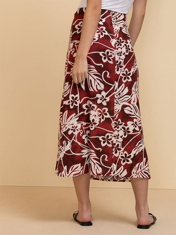 Viscose Linen Thigh Slit Midi Skirt Image 4