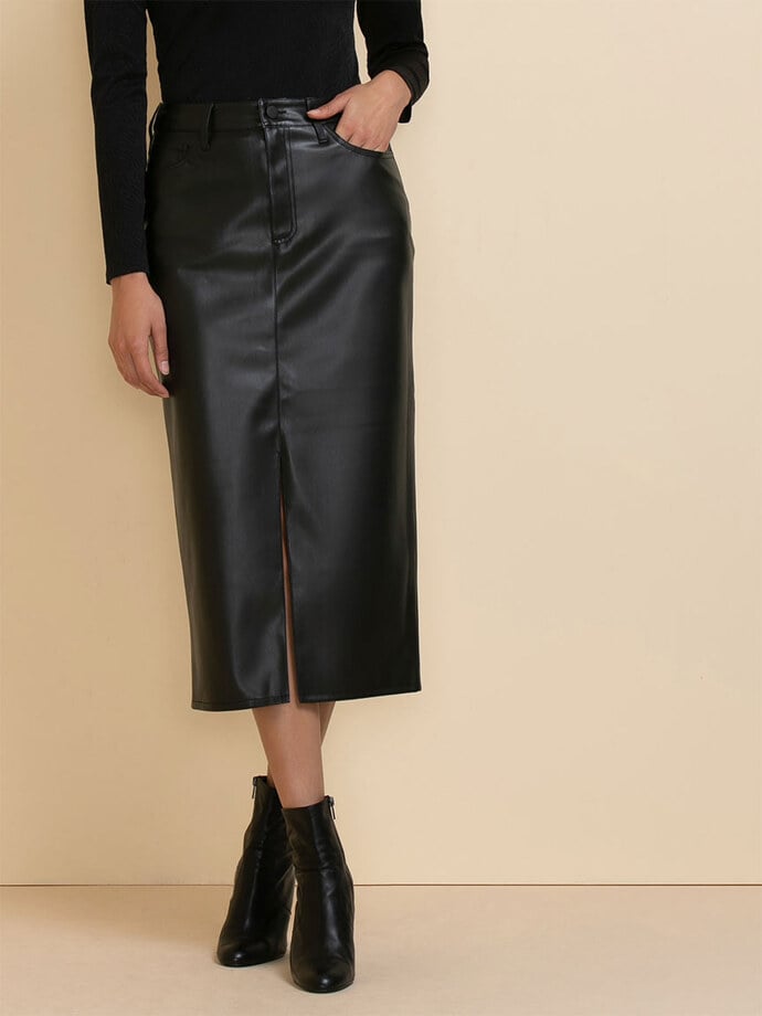 5 Pocket Midi Skirt in Faux Leather Image 4