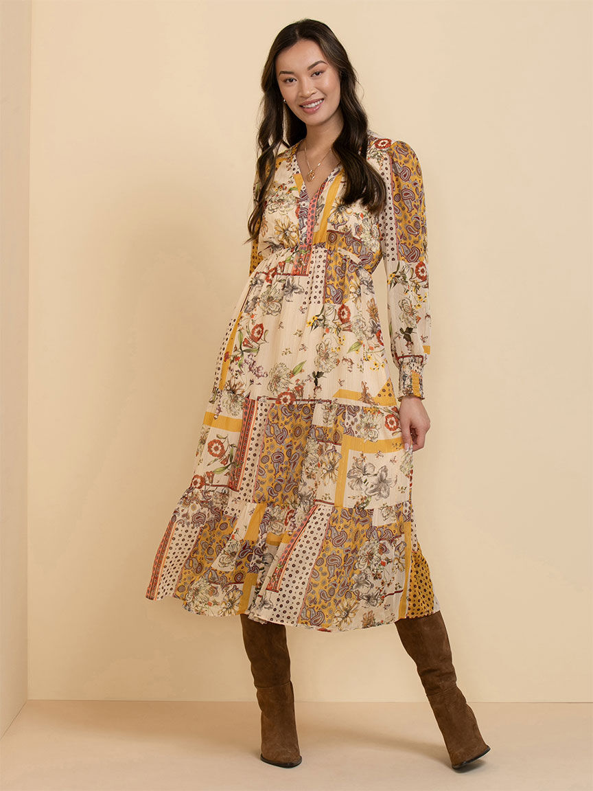 Boho long sleeve discount dress