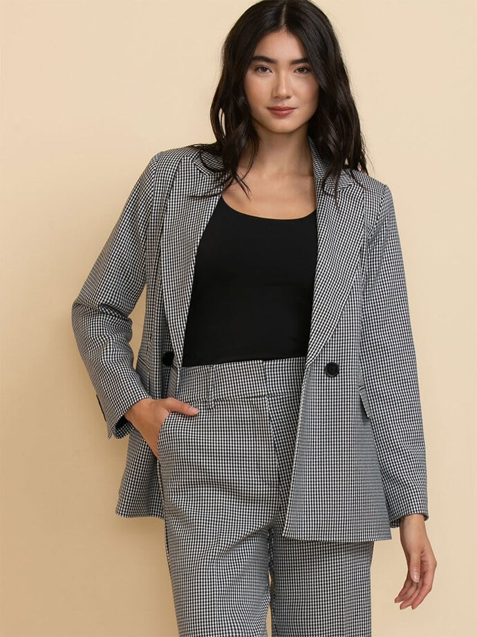 Double Breasted Mini Houndstooth Blazer Image 4