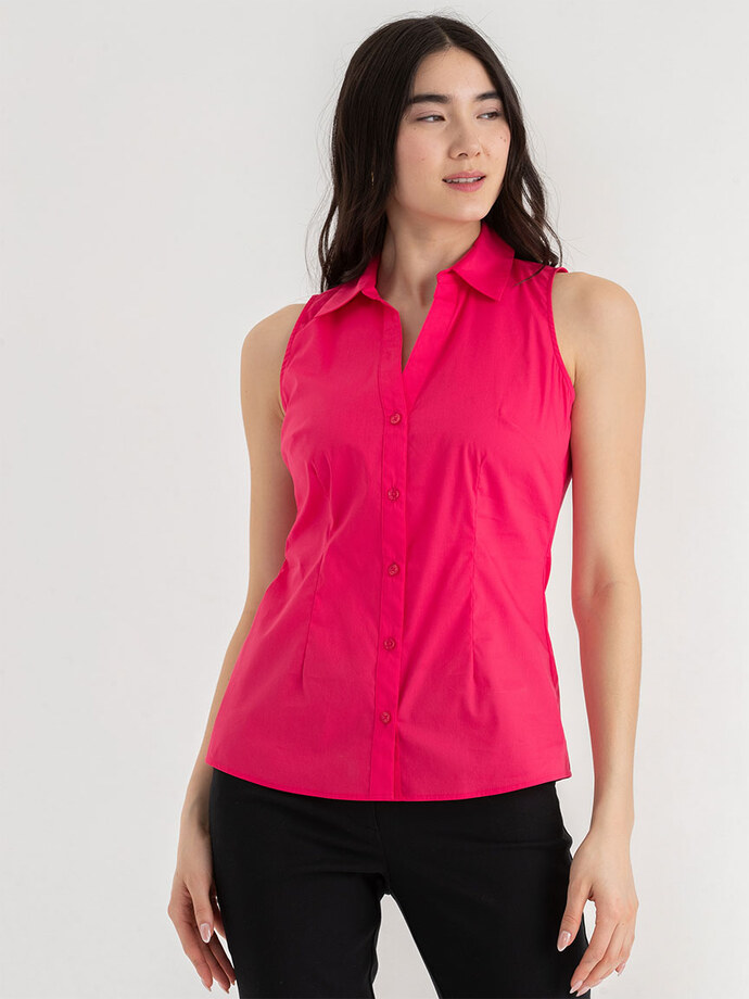 Talia Sleeveless Fitted Collar Shirt Image 6