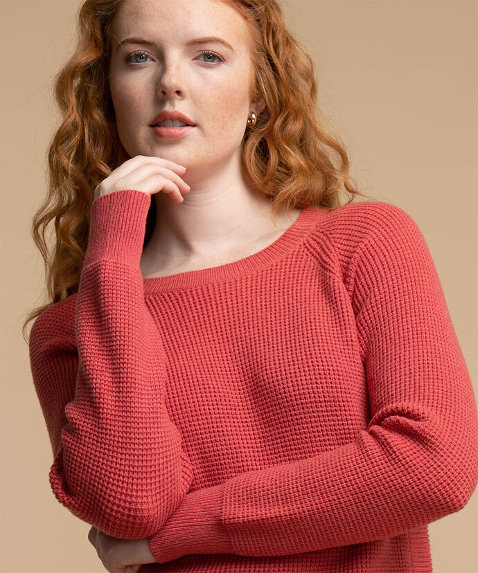 Waffle Knit Shirttail Sweater Image 3