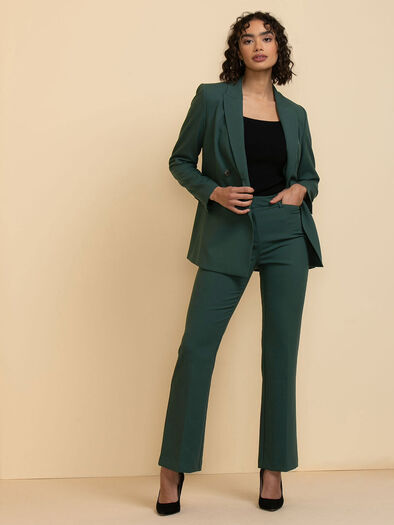 London Double Breasted Relaxed Blazer in Luxe Tailored, Dark Sea