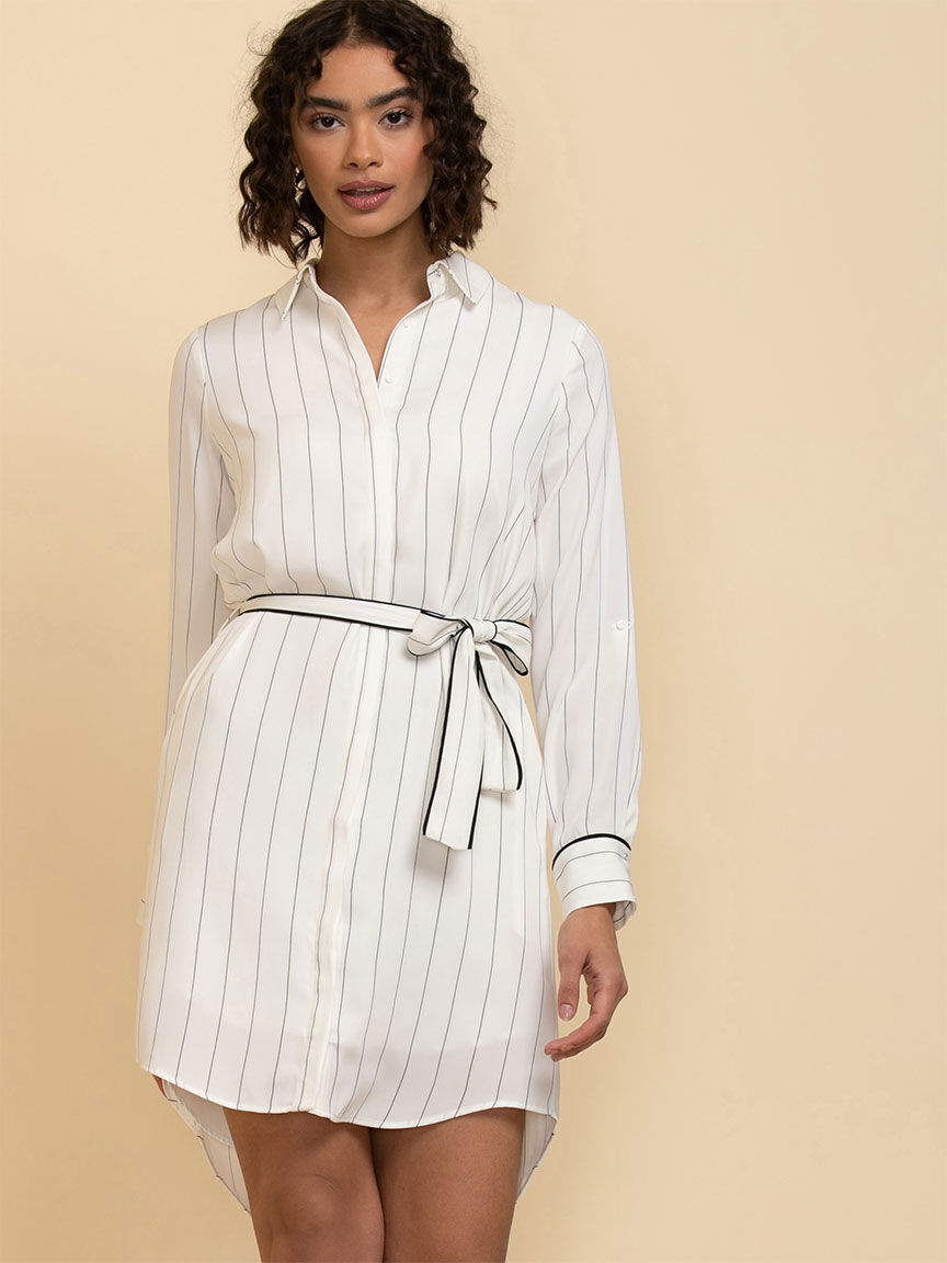 Striped shirt dress long deals sleeve