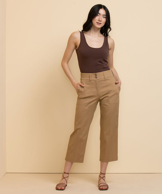 Cotton-Blend Cropped Trouser Image 1