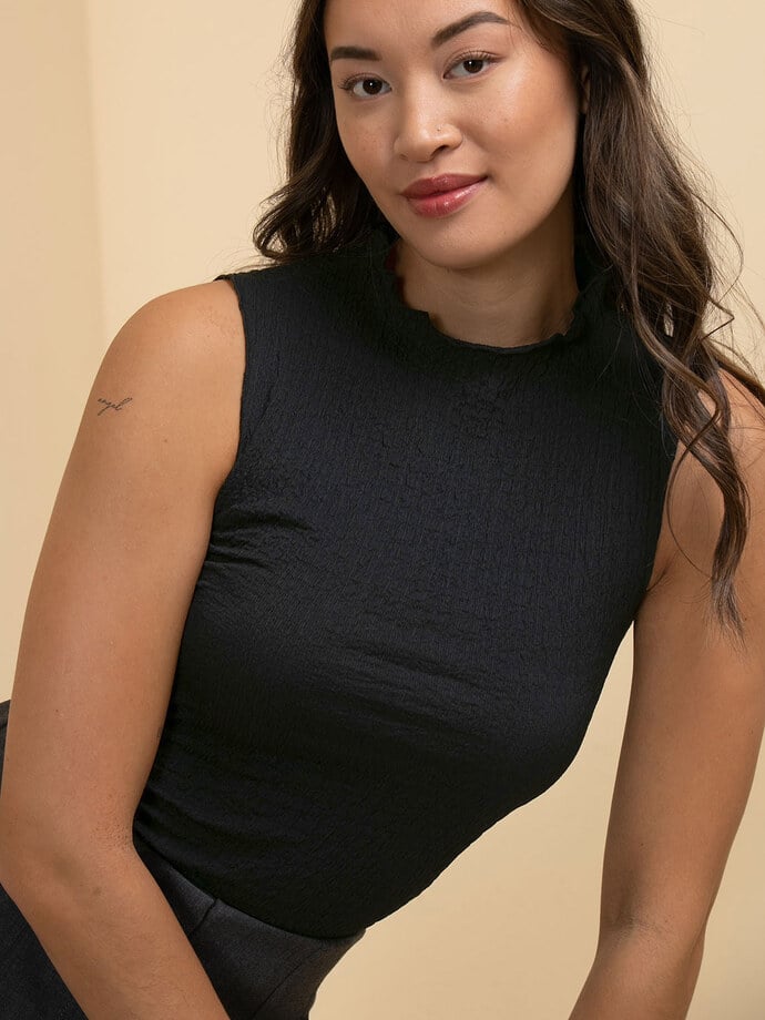 Sleeveless Mock Neck Top in Bubble Fabric by Ripe Image 5