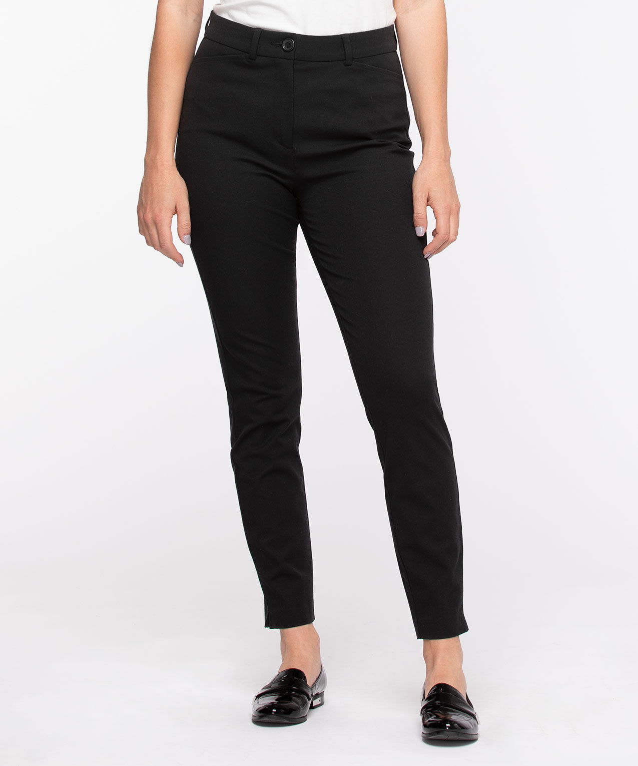 Black skinny leg slacks discount