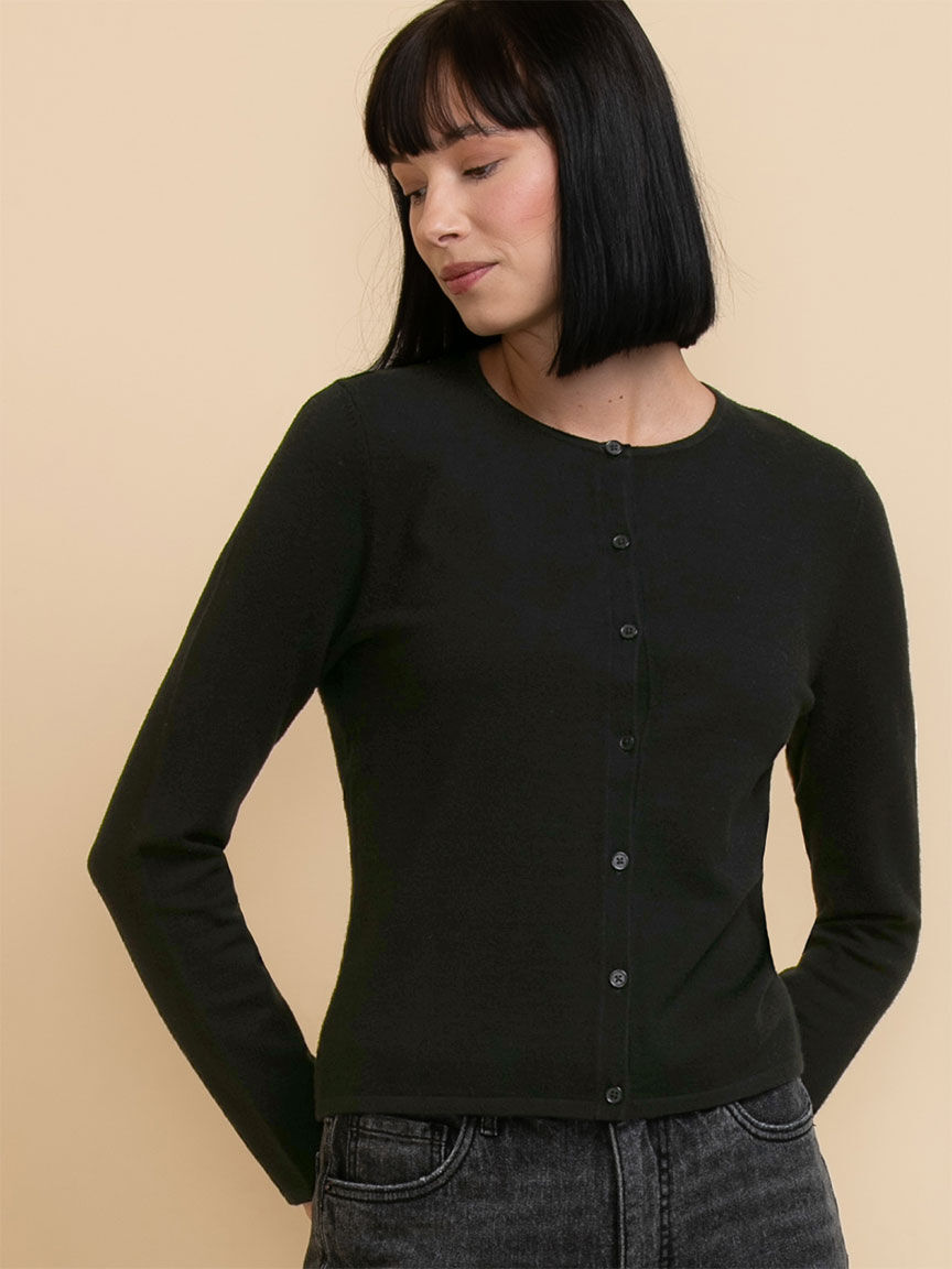 Black button front cardigan discount