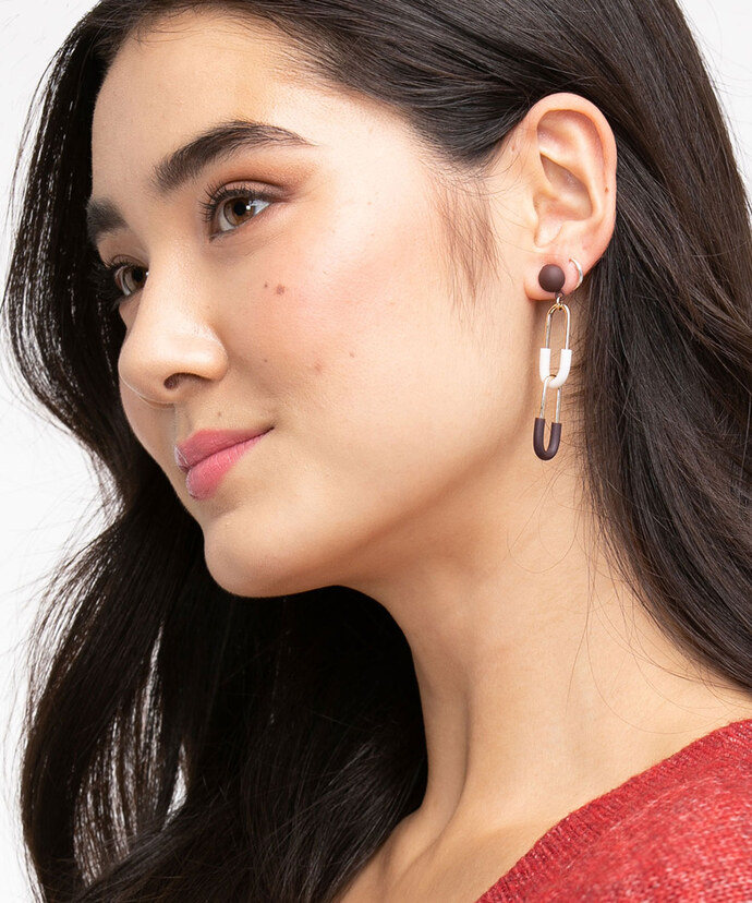 Two-Tone Chain Link Drop Earring Image 2