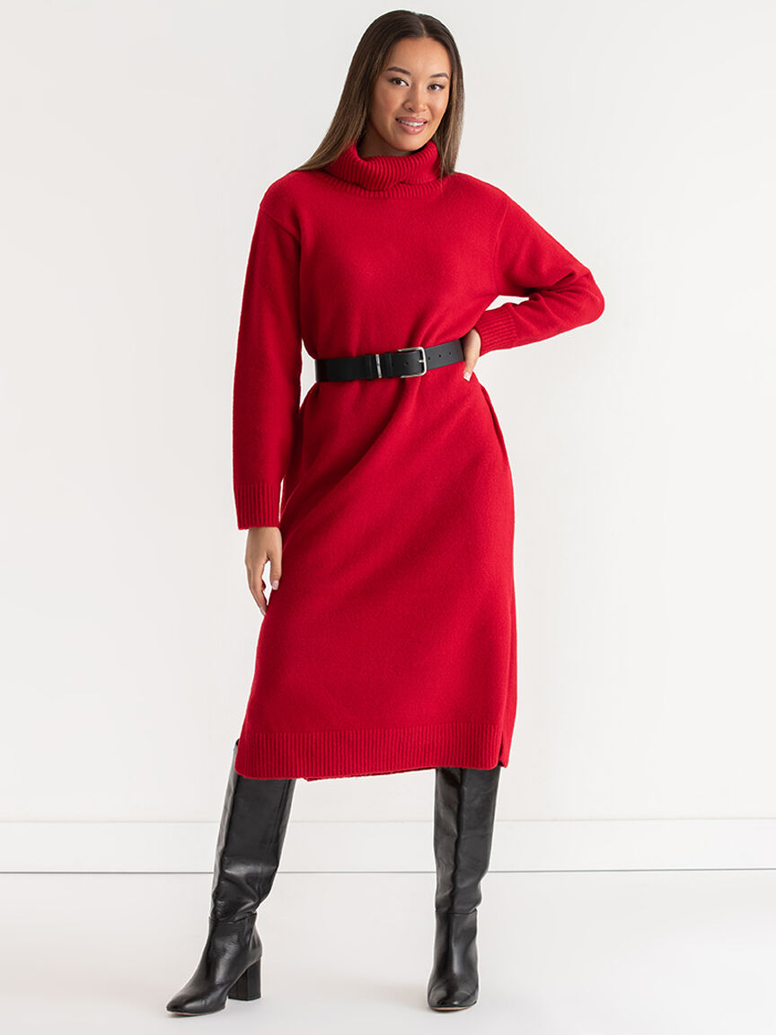 Turtleneck Maxi Sweater Dress Ricki s Size L Goji Berry Colour