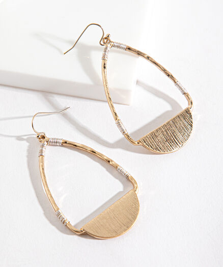 Twisted Metal Oval Earring, Gold