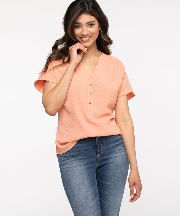 Extended Sleeve Henley Blouse Image 2