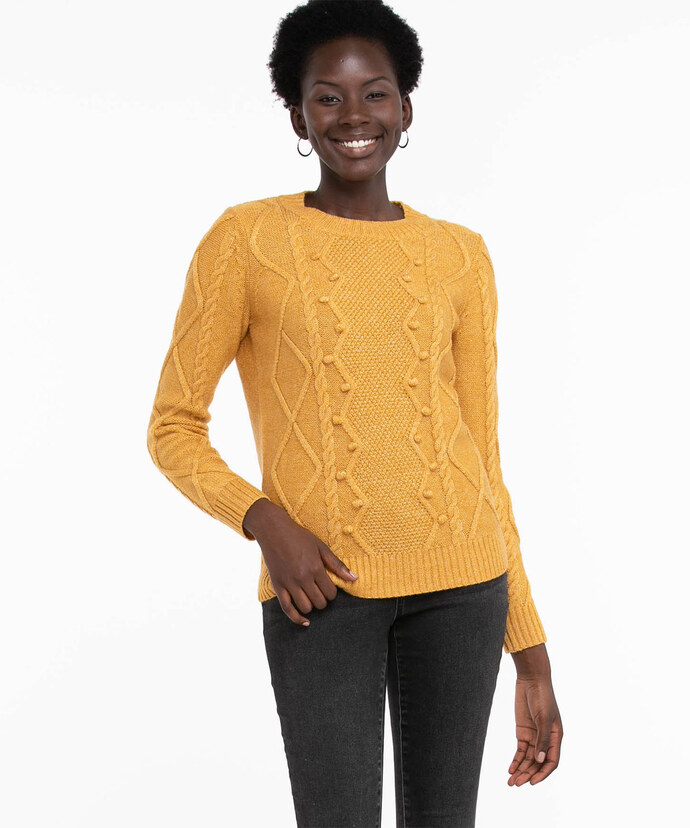 Pom Pom Cable Knit Pullover Image 1
