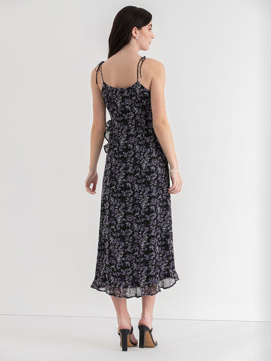 Chiffon Ruffle Dress With Tie Straps Ricki s Size 10 Black floral Print Colour