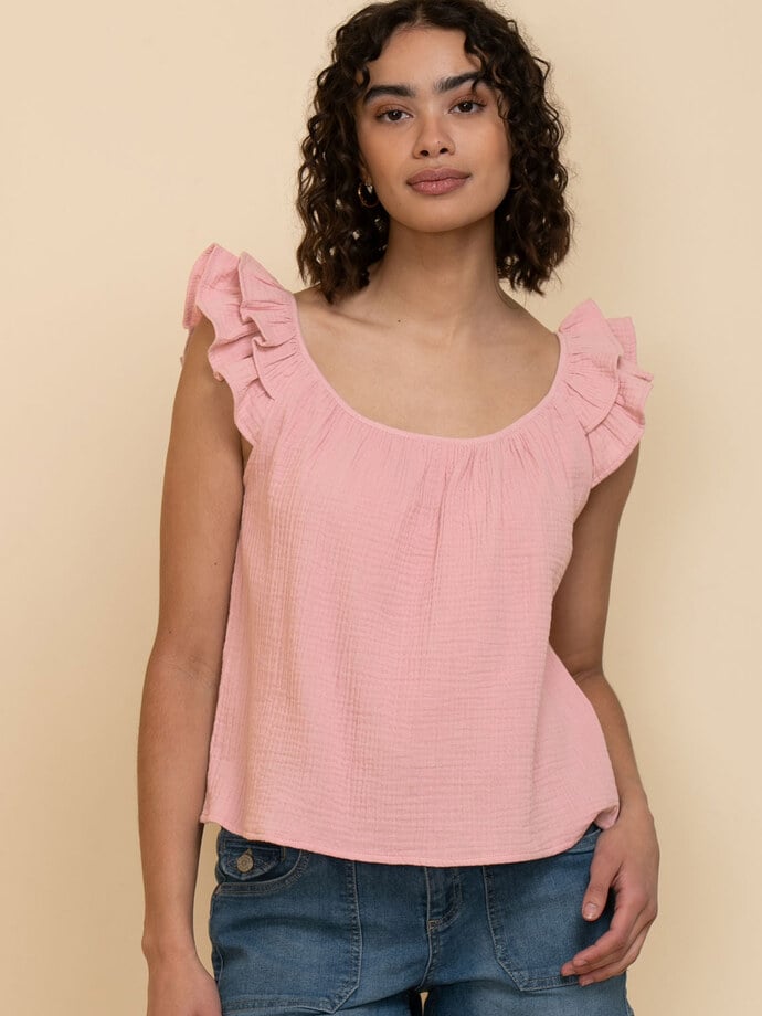 Crinkle Cotton Tank Top Image 3