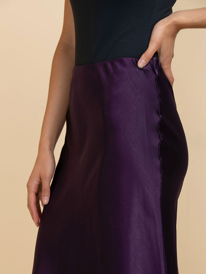 Satin Slip Midi Skirt Image 3
