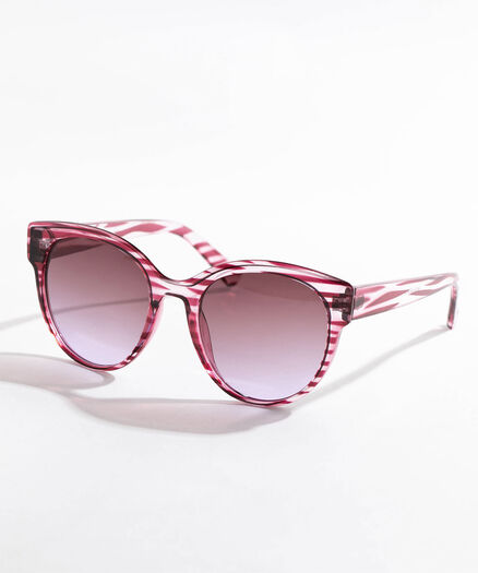 Translucent Pink Striped Sunglasses, Pink