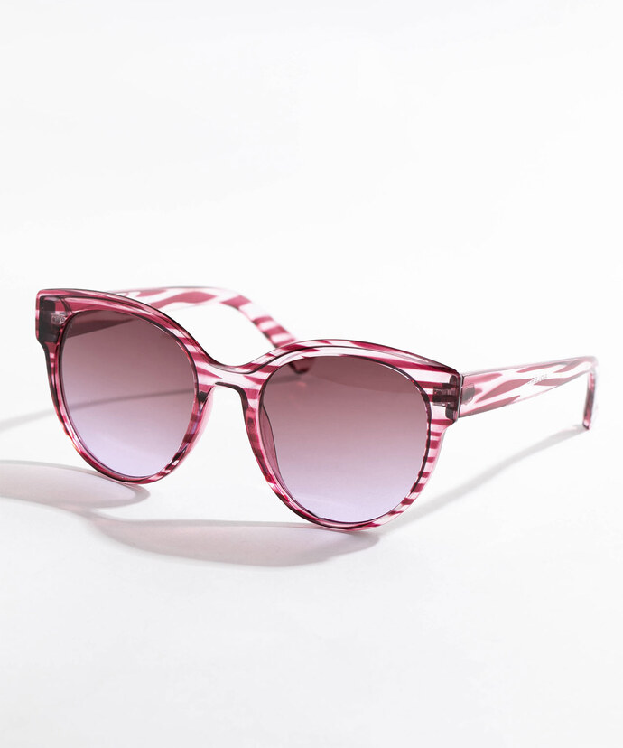 Translucent Pink Striped Sunglasses Image 1