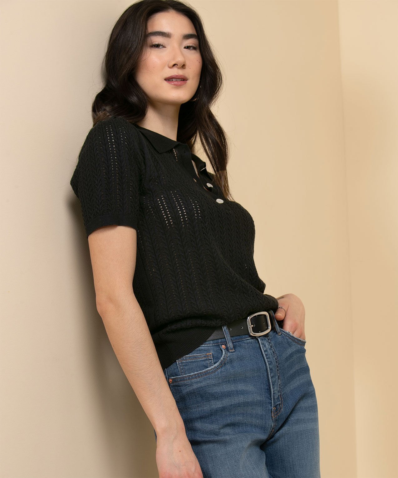 Henley pullover sweater top