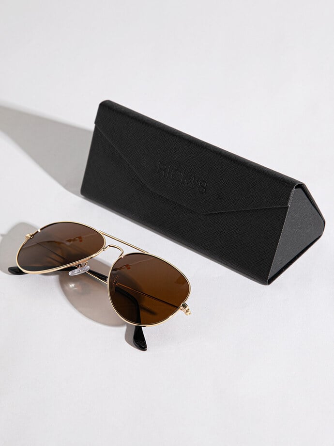 Aviator Frame Sunglasses with Case Image 4