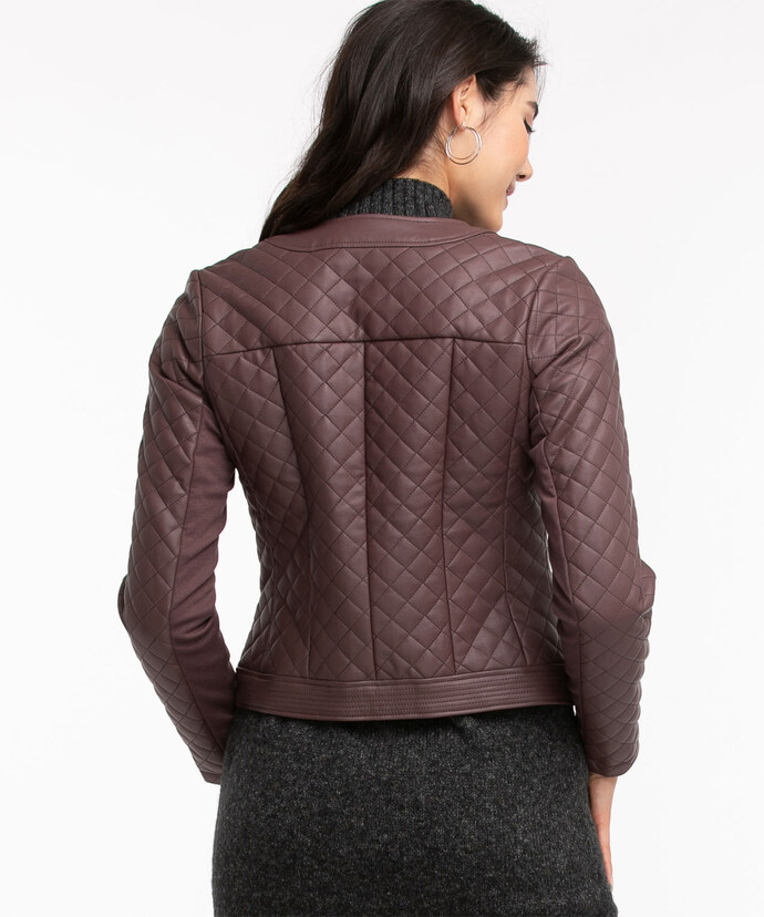 Quilted Vegan Leather Jacket Image 4