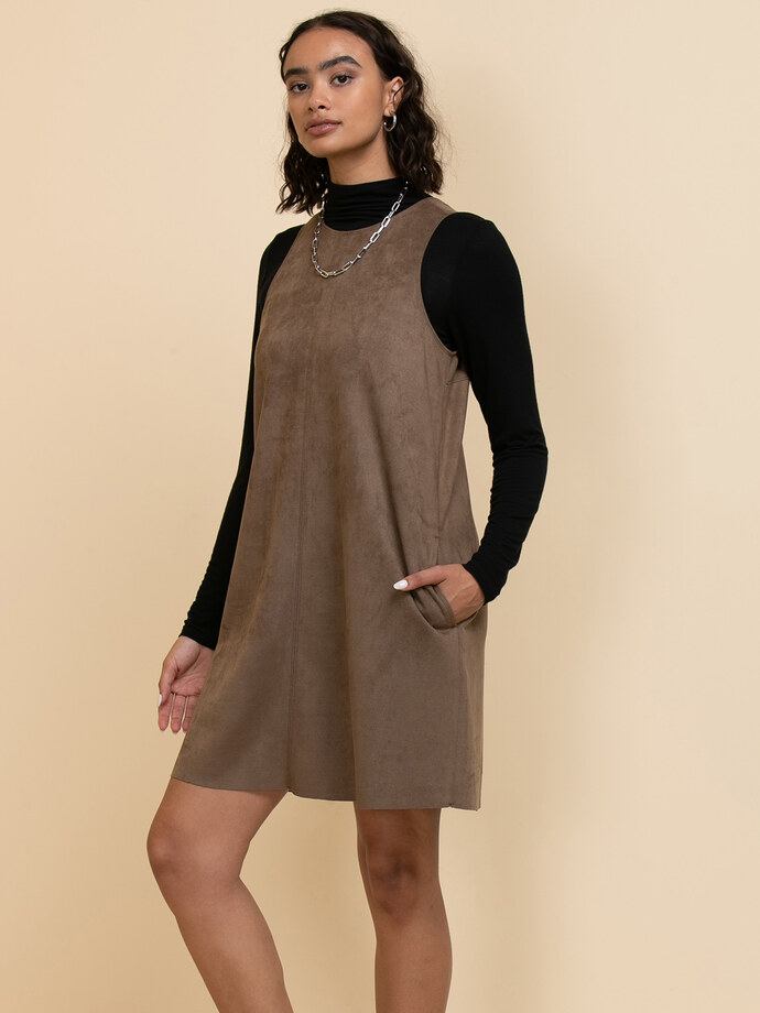 Sleeveless Faux Suede Dress Image 3