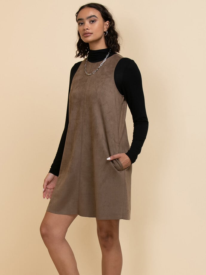 Sleeveless Faux Suede Dress Image 3