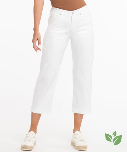 Eco-Friendly Slim Wide Crop Jean, Snow White